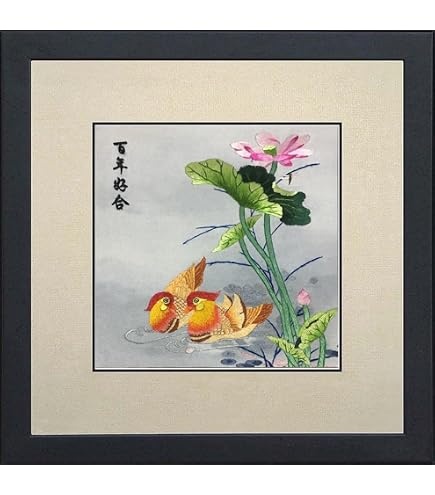 Amazon.com: King Silk Art 100% Handmade Embroidery Framed Two